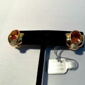 Vintage Designer 14k gold and Citrine Earrings 70g